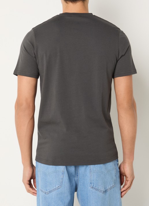 Lyle & Scott Superfine T-shirt met logoborduring - achterkant 3 antraciet