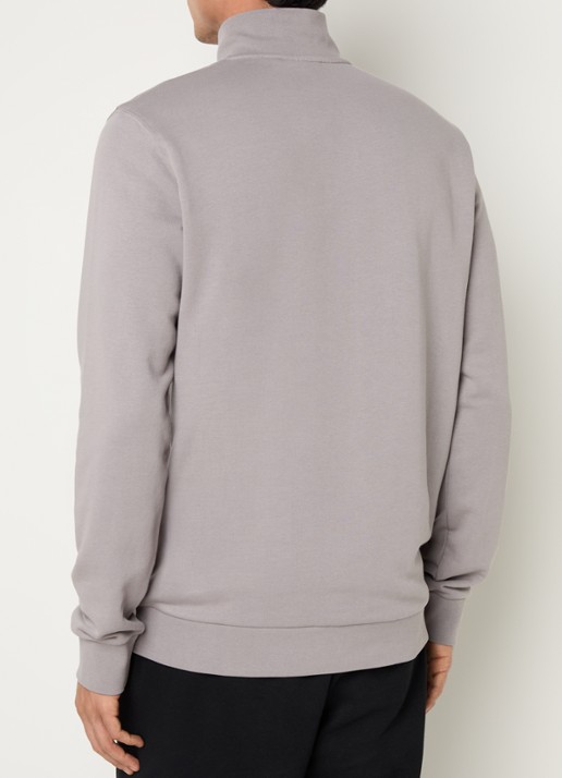 Lyle & Scott Sweater met halve rits en logoborduring - achterkant grijs
