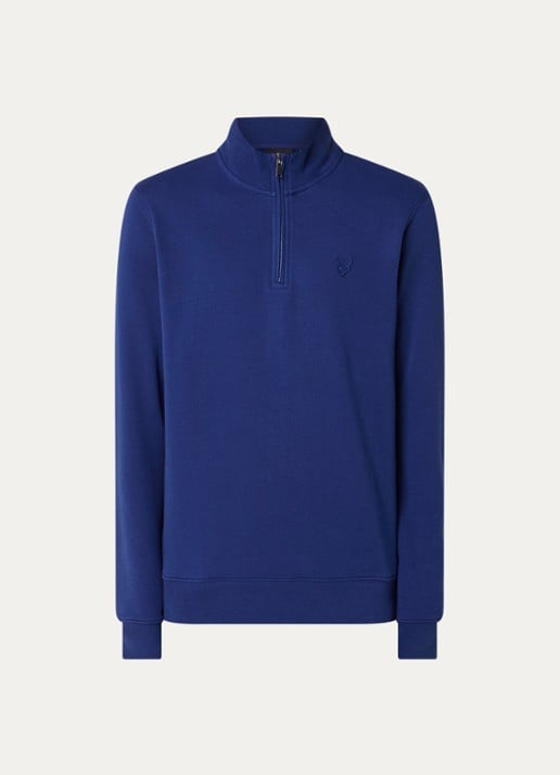 Lyle & Scott Sweater met halve rits - voorkant 2 donkerblauw
