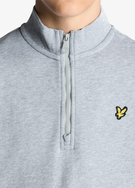 Lyle & Scott Sweater met halve rits - detail 3 grijsmele