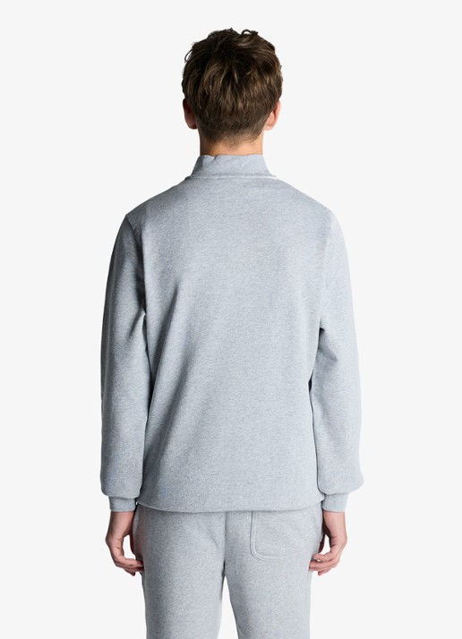 Lyle & Scott Sweater met halve rits - voorkant 2 grijsmele