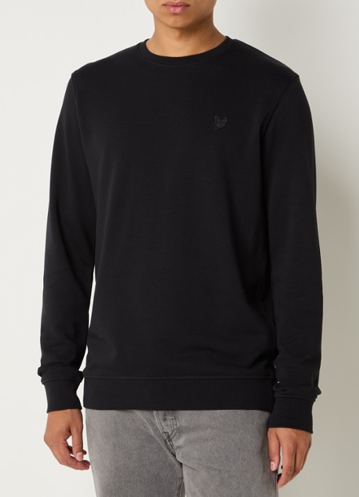 Lyle & Scott Sweater met logo - detail 4 zwart