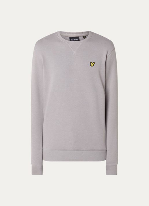 Lyle & Scott Sweater met logoborduring - voorkant lichtgrijs