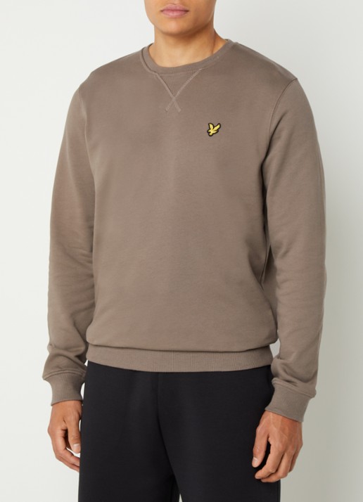 Lyle & Scott Sweater met logoborduring - detail khaki