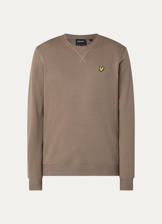 Lyle & Scott Sweater met logoborduring - voorkant 2 khaki