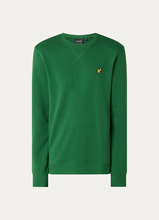 Lyle & Scott Sweater met logoborduring - voorkant 3 donkergroen