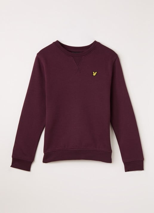 Lyle & Scott Sweater met logoborduring - voorkant bordeauxrood