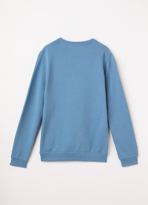Lyle & Scott Sweater met logoborduring - voorkant 3 staalblauw