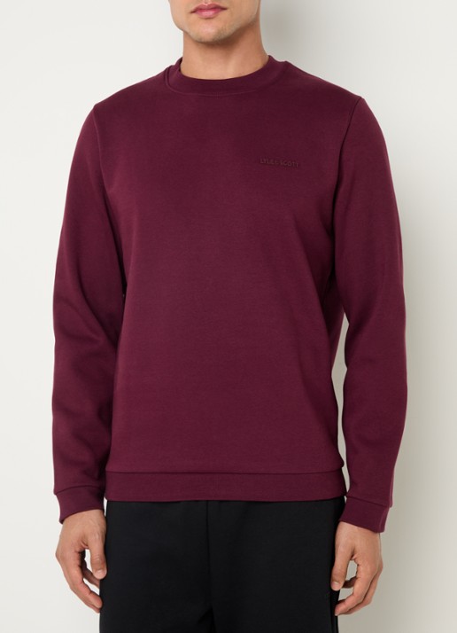 Lyle & Scott Sweater met logoprint - detail 4 bordeauxrood