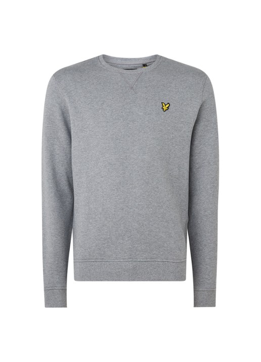 Lyle & Scott Sweater van katoen met logoborduring - voorkant grijsmele