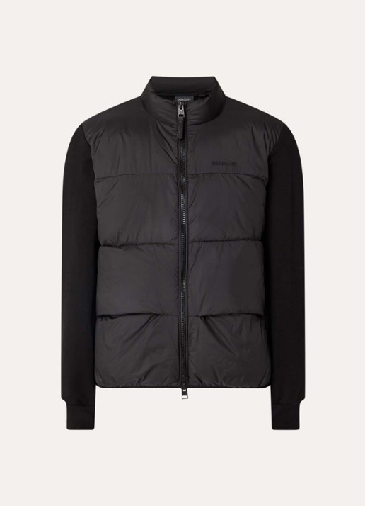 Lyle & Scott Sweatvest met gewatteerd voorpand en logo - voorkant 2 zwart