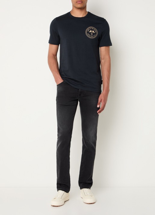 Lyle & Scott T-shirt met front- en backprint - voorkant 2 donkerblauw