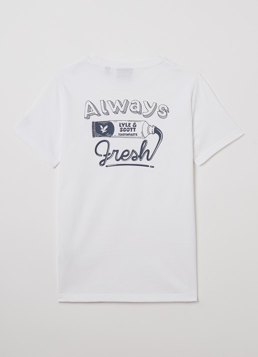 Lyle & Scott T-shirt met front- en backprint - voorkant 2 wit