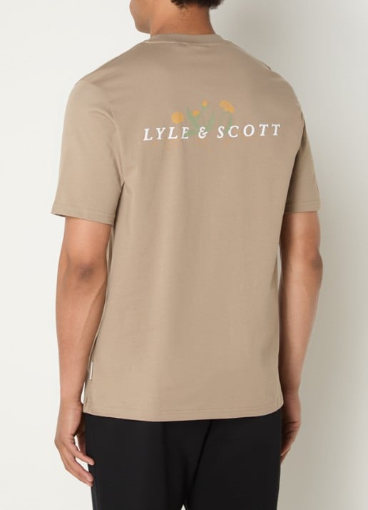 Lyle & Scott T-shirt met logo- en backprint - detail 4 beige