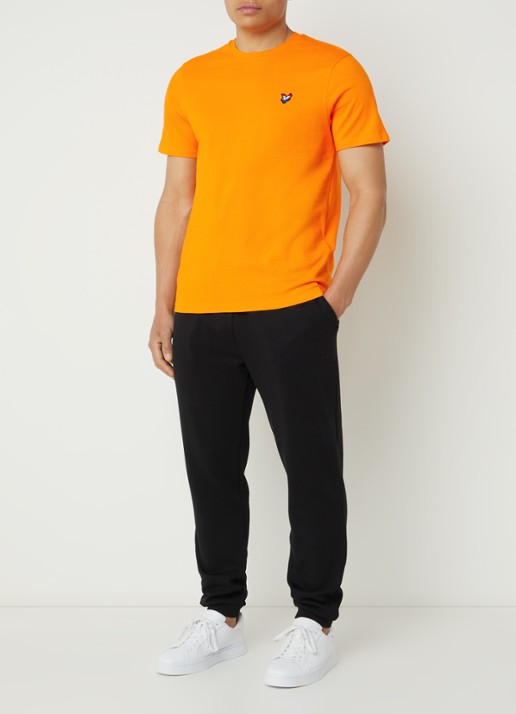 Lyle & Scott T-shirt met logo en ronde hals - voorkant 3 oranje