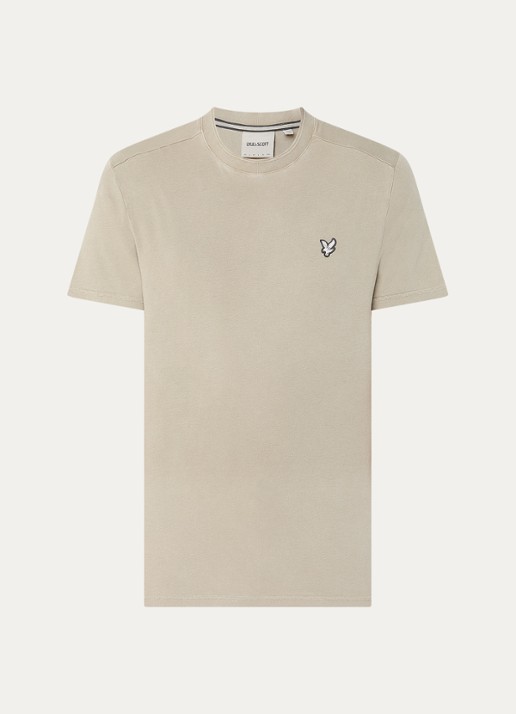 Lyle & Scott T-shirt met logoborduring - voorkant 3 khaki