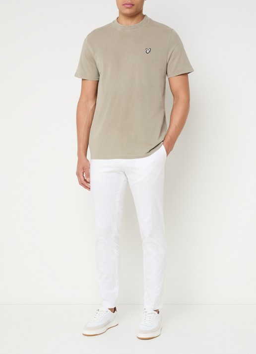 Lyle & Scott T-shirt met logoborduring - voorkant 4 khaki