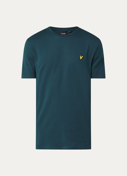 Lyle & Scott T-shirt met logoborduring - voorkant 3 petrol