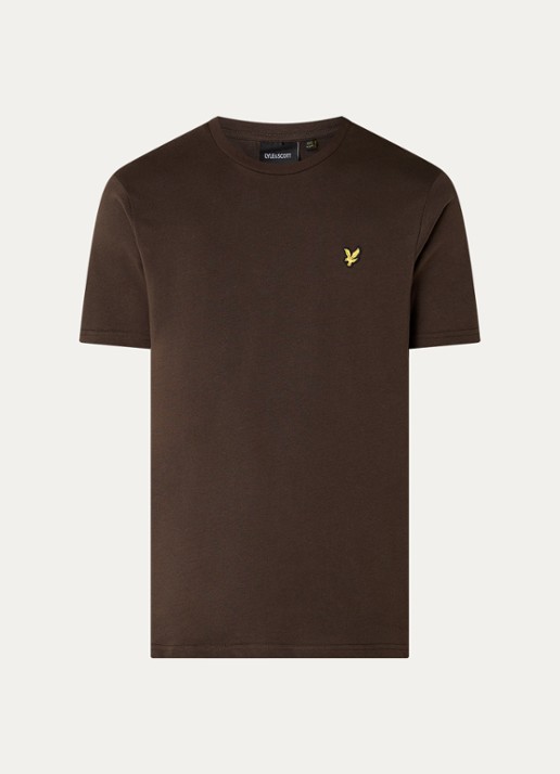 Lyle & Scott T-shirt met logoborduring - voorkant 2 bruin