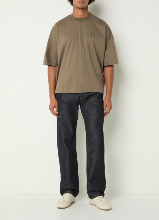 Lyle & Scott T-shirt met logoborduring - voorkant 2 khaki