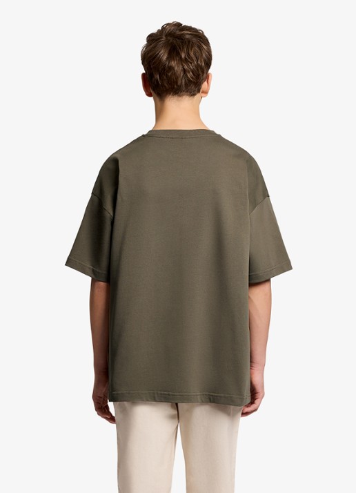 Lyle & Scott T-shirt met logoborduring - achterkant 5 olijfgroen