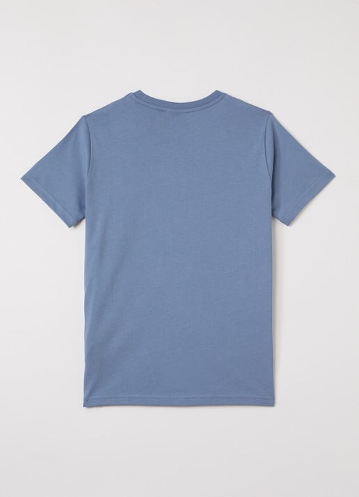 Lyle & Scott T-shirt met logoborduring - voorkant 2 staalblauw