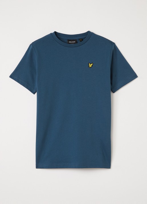 Lyle & Scott T-shirt met logoborduring - voorkant petrol