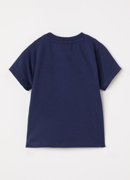 Lyle & Scott T-shirt met logoborduring - voorkant 2 donkerblauw