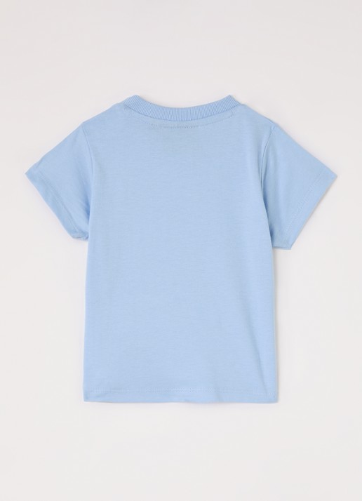 Lyle & Scott T-shirt met logoborduring - voorkant 2 lichtblauw
