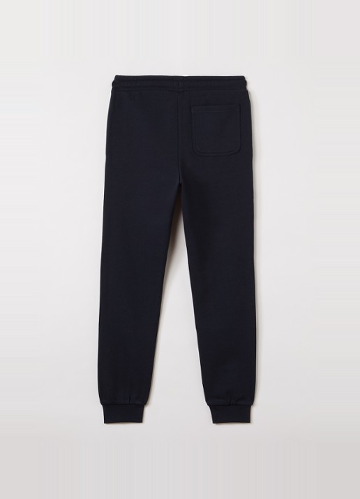 Lyle & Scott Tapered fit joggingbroek met logoborduring - voorkant 2 donkerblauw