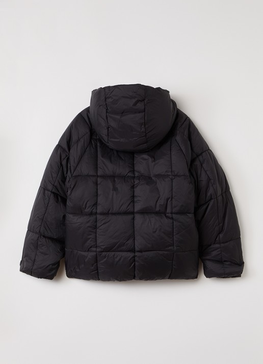 Lyle & Scott Tonal Eagle puffer jas met quiltpatroon en capuchon  - achterkant 3 zwart