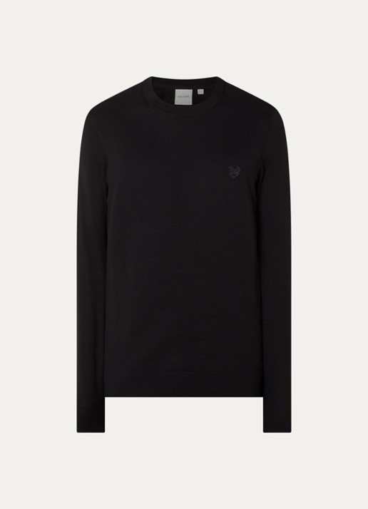 Lyle & Scott Tonal pullover met logo - voorkant 2 zwart