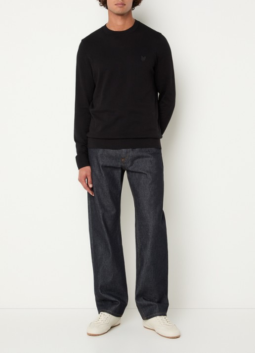 Lyle & Scott Tonal pullover met logo - voorkant 3 zwart