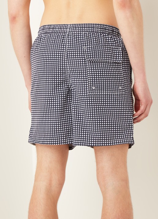 Lyle & Scott Zwemshorts met ruitdessin - achterkant 3 donkerblauw