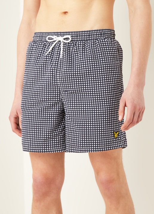 Lyle & Scott Zwemshorts met ruitdessin - detail 4 donkerblauw