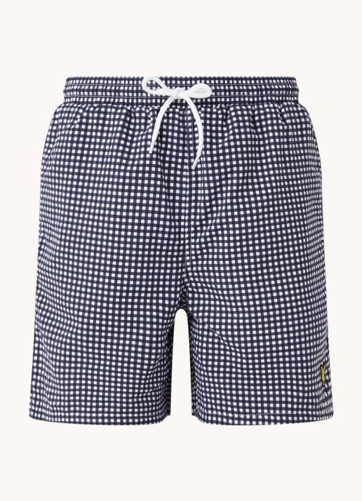 Lyle & Scott Zwemshorts met ruitdessin - voorkant donkerblauw