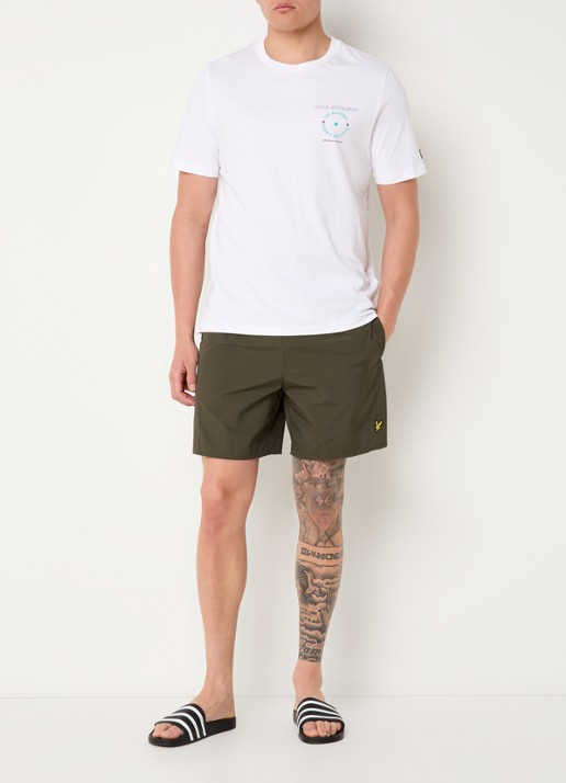 Lyle & Scott Zwemshorts met steekzakken en logo - voorkant 2 olijfgroen