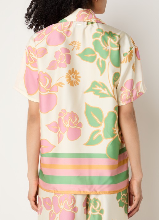 MAAJI Blouse van satijn met bloemenprint - achterkant 2 creme