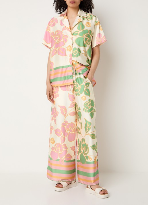MAAJI Blouse van satijn met bloemenprint - voorkant 4 creme
