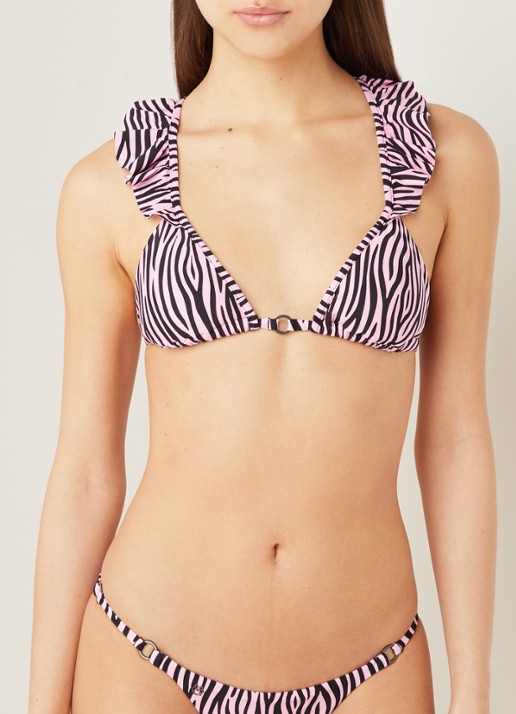 MAAJI Pirouette Stiped Fantasy voorgevormde triangel bikinitop met zebraprint - detail roze