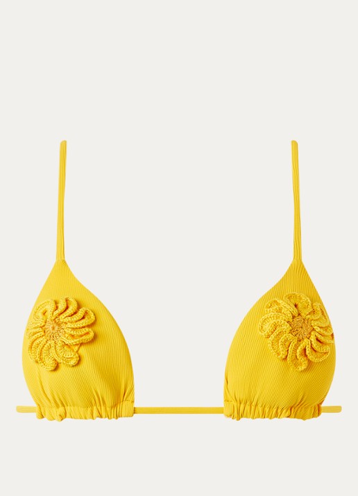 MAAJI Sunburst Zen triangel bikinitop met crochet - voorkant lichtgeel