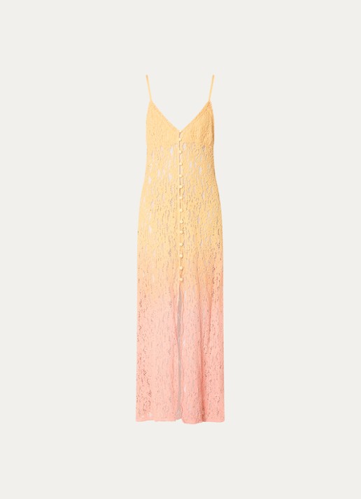 MAAJI Sunrise Sky Elowen maxi jurk met opengewerkt dessin - voorkant 2 roze