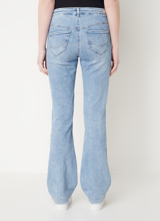 MAC Dream mid waist bootcut jeans met donkere wassing - achterkant 6 lichtblauw
