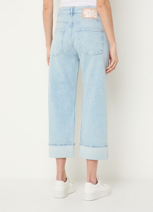 MAC Jeans Baggy mid waist straight leg cropped jeans met opgestikte zakken - achterkant lichtblauw