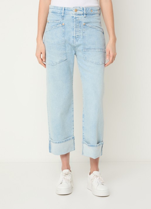 MAC Jeans Baggy mid waist straight leg cropped jeans met opgestikte zakken - detail 4 lichtblauw