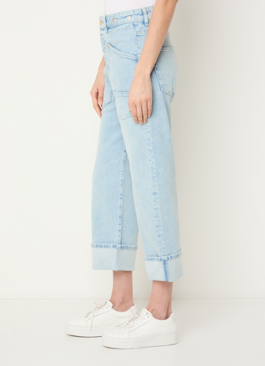 MAC Jeans Baggy mid waist straight leg cropped jeans met opgestikte zakken - detail 5 lichtblauw