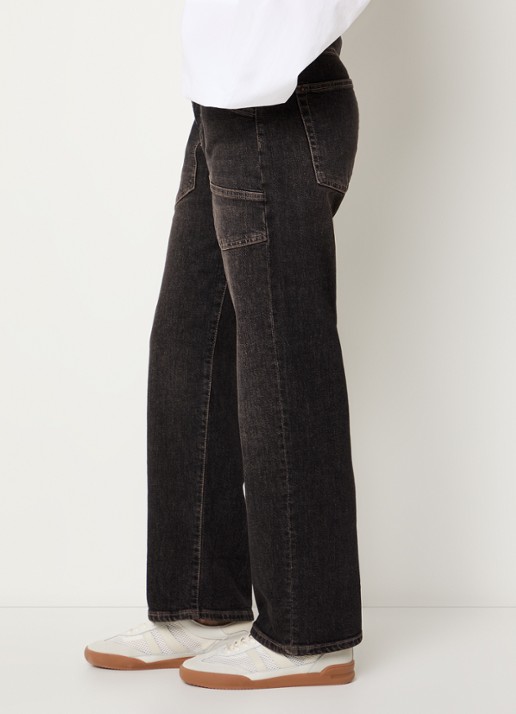 MAC Jeans Baggy mid waist straight leg cropped jeans met opgestikte zakken - detail 3 donkerbruin
