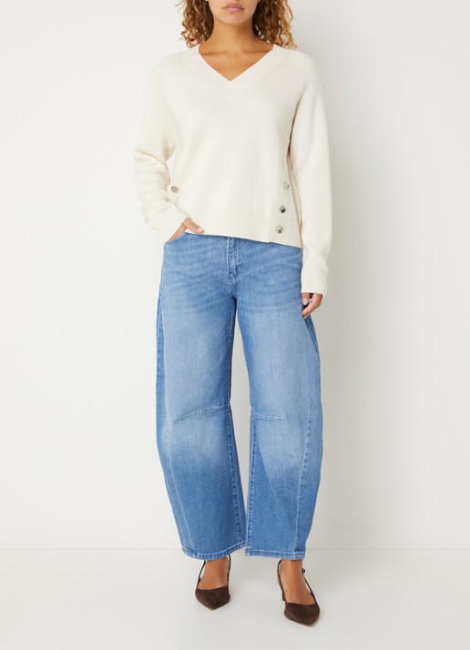 MAC Jeans Dakota high waist balloon fit jeans met steekzakken - voorkant 2 blauw