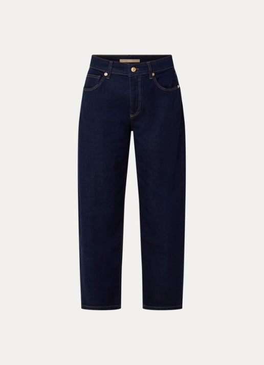 MAC Jeans Danni high waist tapered jeans met donkere wassing - voorkant 4 donkerblauw