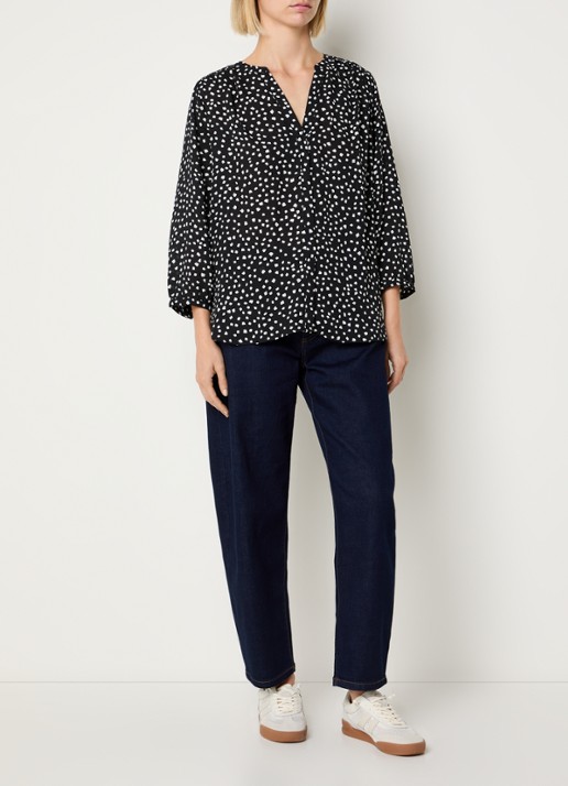 MAC Jeans Danni high waist tapered jeans met donkere wassing - voorkant 5 donkerblauw